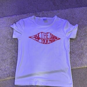 White T-Shirt with Red Graphic